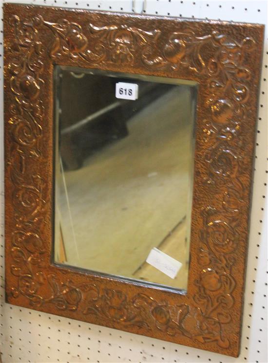 Copper foliage embossed wall mirror